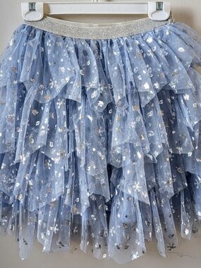 Disney Blue Layered Tulle Skirt with Silver Foil Stars
